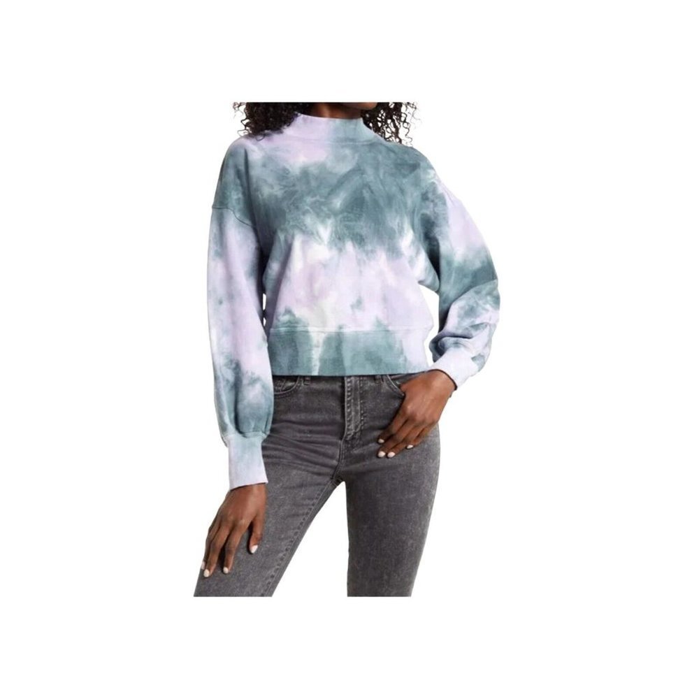 All in Favor Women's Tie Dye Puff Sleeve Sweatshirt‎ Small Cotton NWT